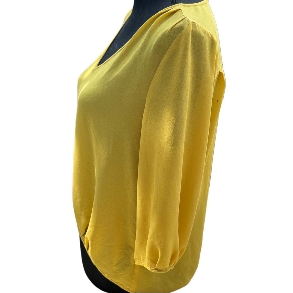 FREE* Naked Zebra Mid Sleeve High-Low Hem Blouse Yellow Semi Sheer - Picture 6 of 16